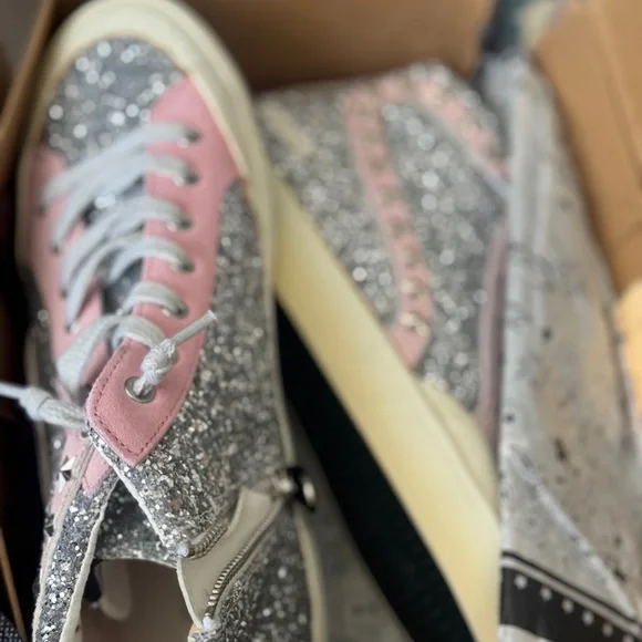 Vintage Havana Glitter Silver and Pink Sneakers - Picture 1 of 5